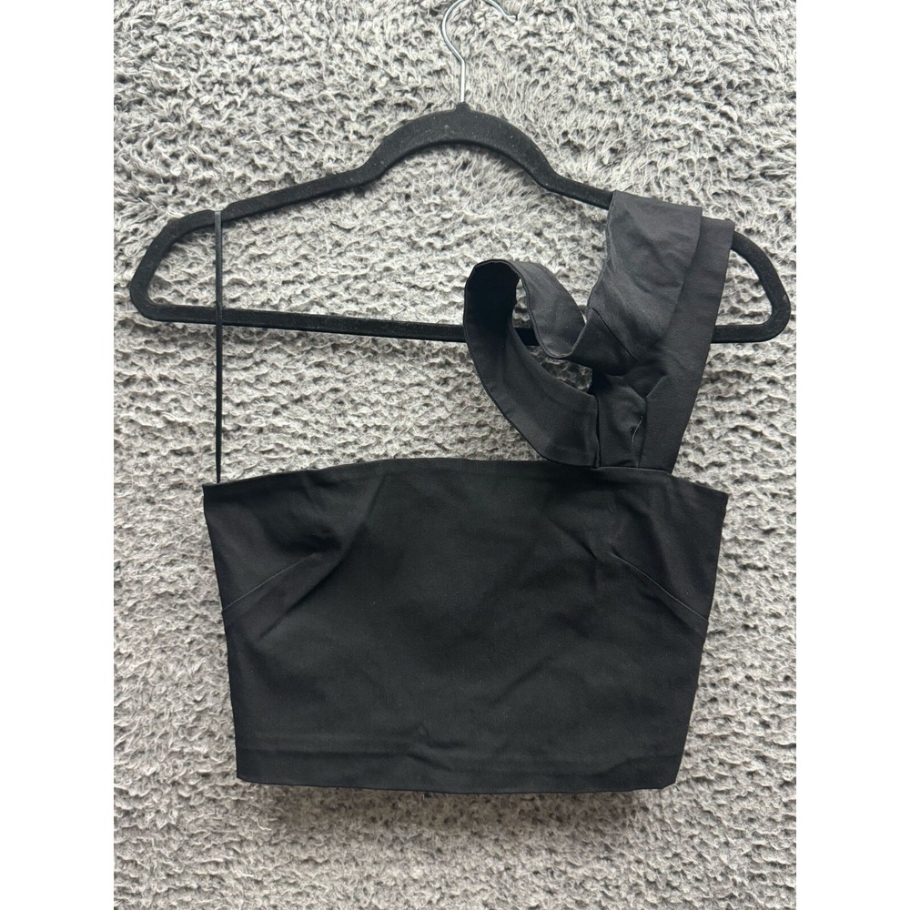 Vesper Petite Asymmetrical‎ Crop Top Black Womens Size 8
